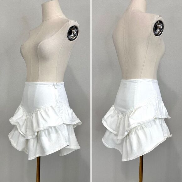 MOTHER The Ruffle Mini Skirt 24 Western Coastal Cowgirl Cottage Boho Coquette - Picture 1 of 14